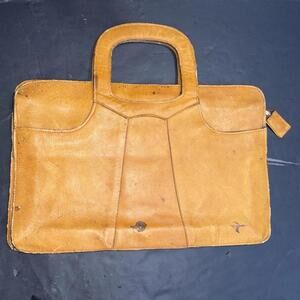 Vintage Genuine Leather Tan Rustic Distressed Workwear Satchel Briefcase‎ Bag